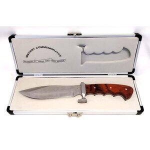Maxam Military Commemorative Fixed Blade Knife with Hard Case